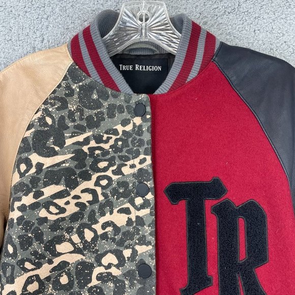 True Religion mens jacket size Small varsity jacket bomber wool blend - Picture 2 of 8